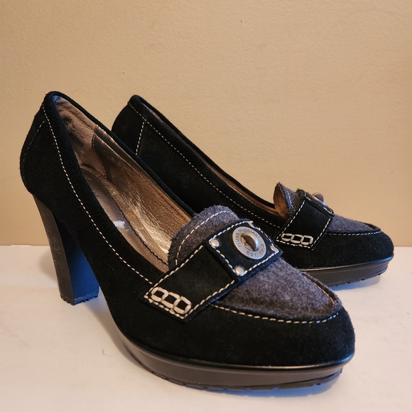 Hush Puppies Suede Loafer Heels - Picture 1 of 9